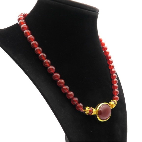 MMA Metropolitan Museum Of Art Carnelian Cab Bead Necklace Egyptian Style 18” - Picture 3 of 8